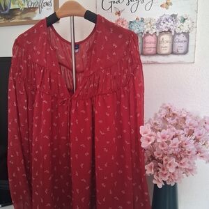 Old Navy Red Floral Women's Blouse